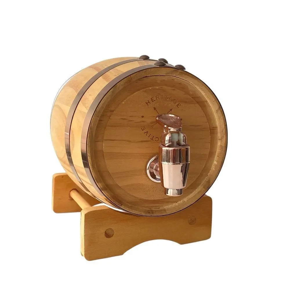 Heritage Wooden Barrel with Copper Tone Tap